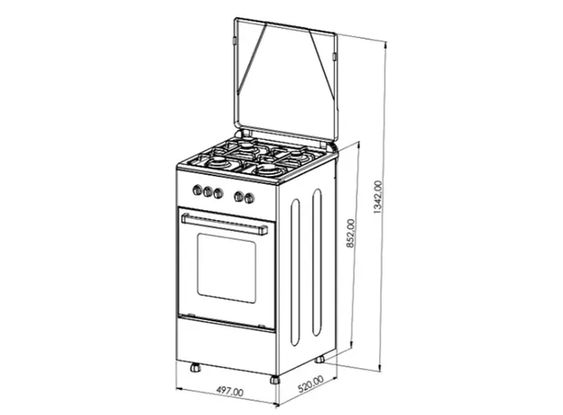 Oven Oz OG 5040 W / 4Gas / Gas Oven / 50x50x85cm / FFD / White, 3 image