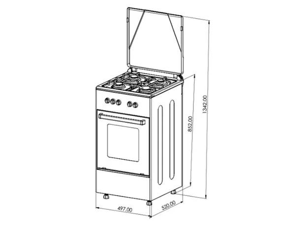Stove Oz OE 5040 IX / 4Gas / Electric Oven / 50x50x85cm / FFD / Inox, 2 image