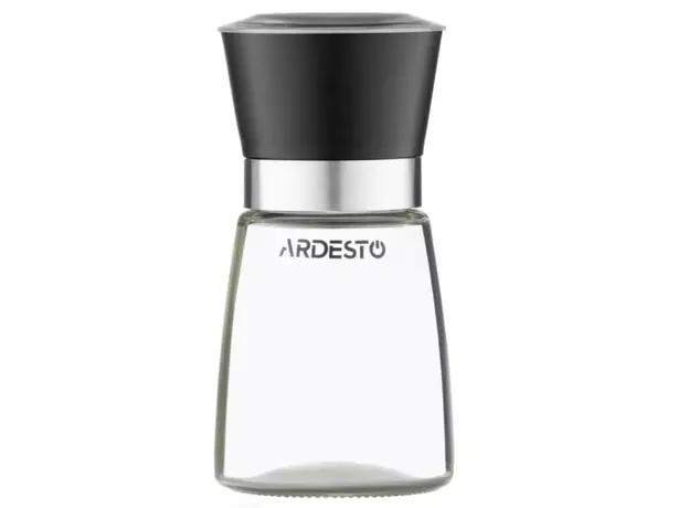 Ardesto Salt and Pepper Mill Gemini, 180ml, glass, plastic, transparent, black, 2 image