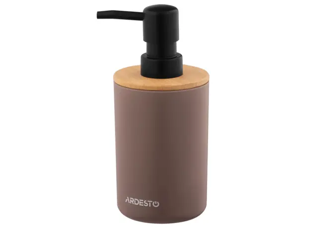 Soap dispenser ARDESTO Bathroom set Minimalism 360ml, 3 items, polypropylene, bamboo, taupe 767637180719, 3 image