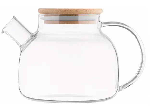 Ardesto Teapot Gemini 1000ml, borosilicate glass, bamboo, transparent