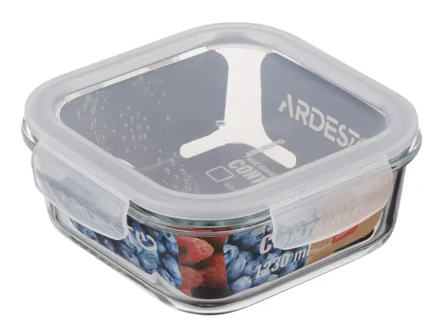 Container Ardesto Food storage container Gemini 0.8l, borosilicate glass, plastic, square, transparent, 4 image