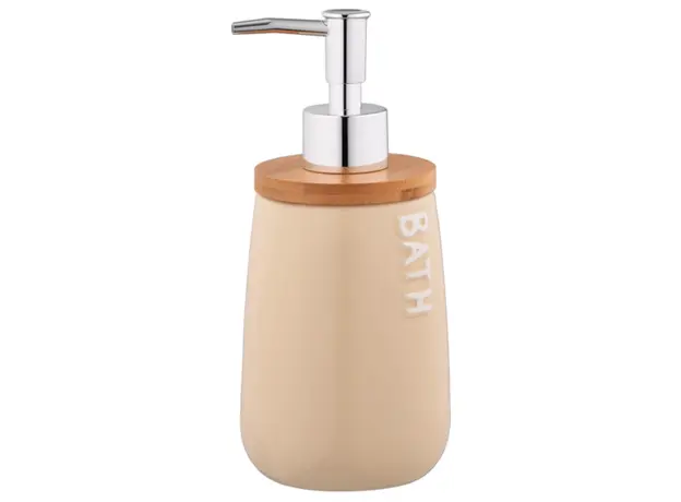 Soap dispenser ARDESTO Prestigio 420ml, dolomite, bamboo, plastic, beige 767637180665