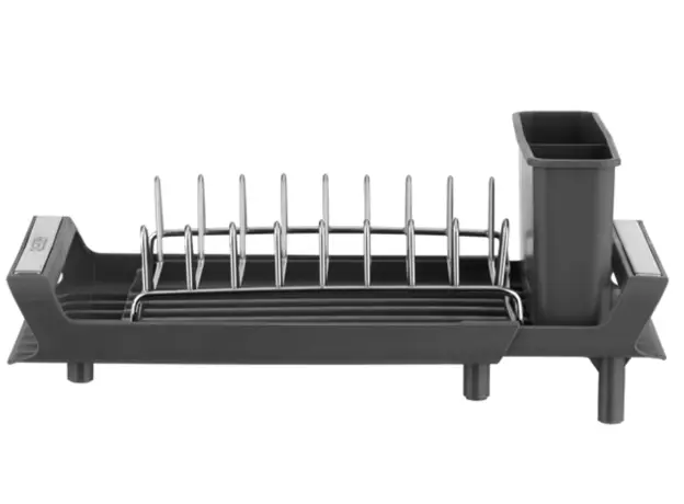 Dish dryer ARDESTO with stand Minimalism 46.5x19.5x9.5cm, plastic, chrome plated iron, steel, dark grey 767637184304, 2 image