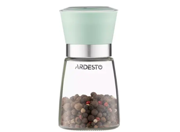 Ardesto Salt and Pepper Mill Gemini, 180ml, glass, plastic, transparent, green