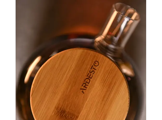 Teapot Ardesto Gemini 600ml, borosilicate glass, bamboo, transparent, 4 image
