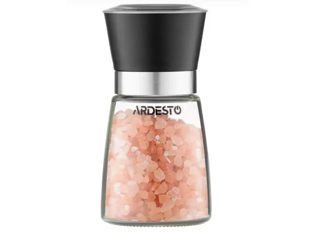 Ardesto Salt and Pepper Mill Gemini, 180ml, glass, plastic, transparent, black