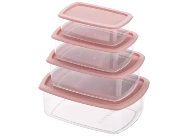 Set of food storage containers ARDESTO Fresh 0.25/0.5/0.75/1.2l, plastic, rectangular, pink, 2 image