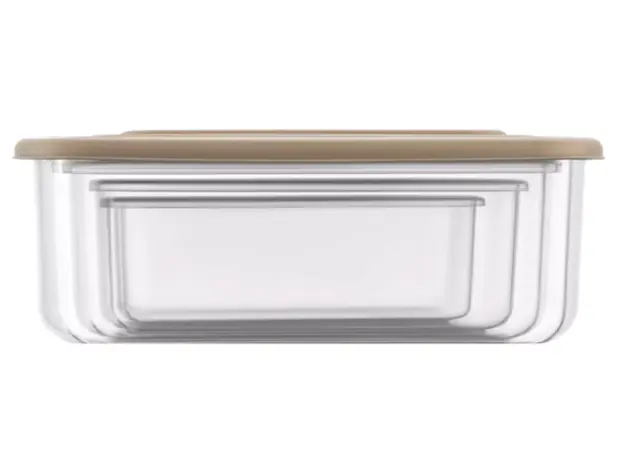 ARDESTO Set of food storage containers Fresh 0.25/0.5/0.75/1.2l, plastic, rectangular, beige, 3 image