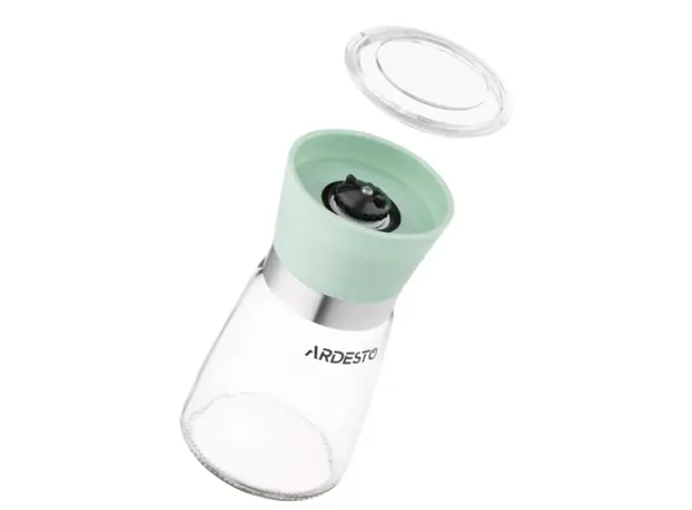Ardesto Salt and Pepper Mill Gemini, 180ml, glass, plastic, transparent, green, 2 image