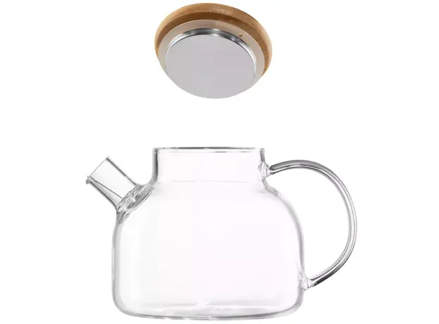 Teapot Ardesto Gemini 600ml, borosilicate glass, bamboo, transparent, 2 image