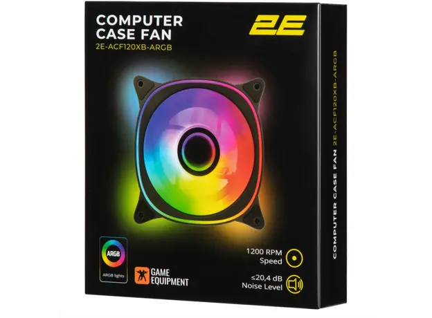 Cooler 2E GAMING Case Fan Air Cool X Fan ACF120XB-ARGB, 120mm, 1200rpm, 3pin, 3pin +5VARGB, 20.4dBa, black, 4 image