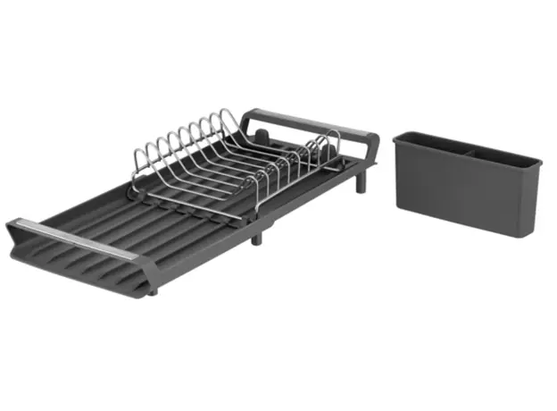 Dish dryer ARDESTO with stand Minimalism 46.5x19.5x9.5cm, plastic, chrome plated iron, steel, dark grey 767637184304, 3 image