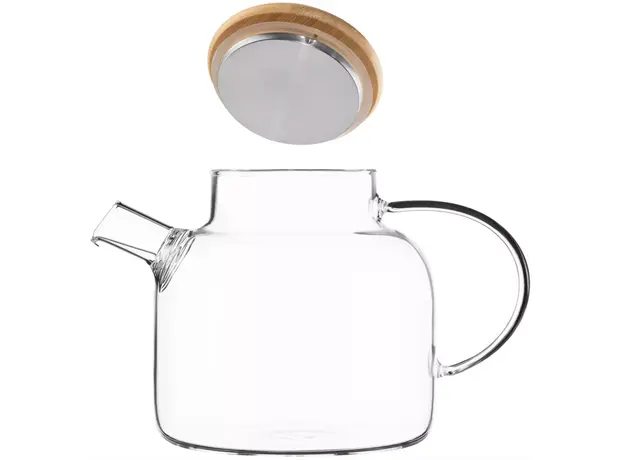Ardesto Teapot Gemini 800ml, borosilicate glass, bamboo, transparent, 3 image
