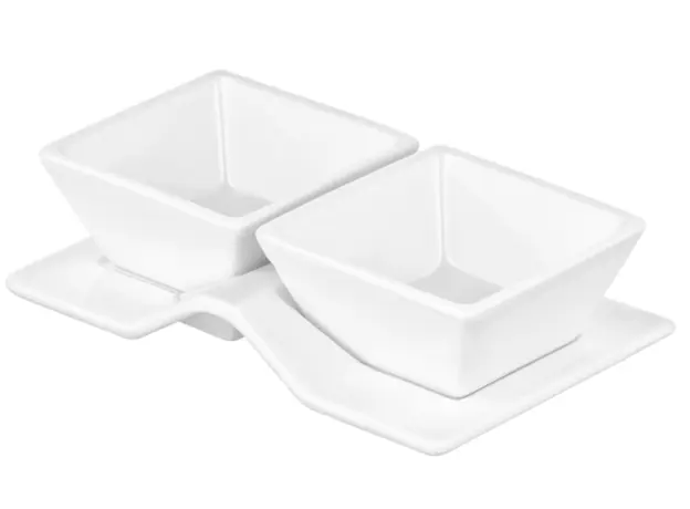 Set for snack, 3pcs, porcelain, white