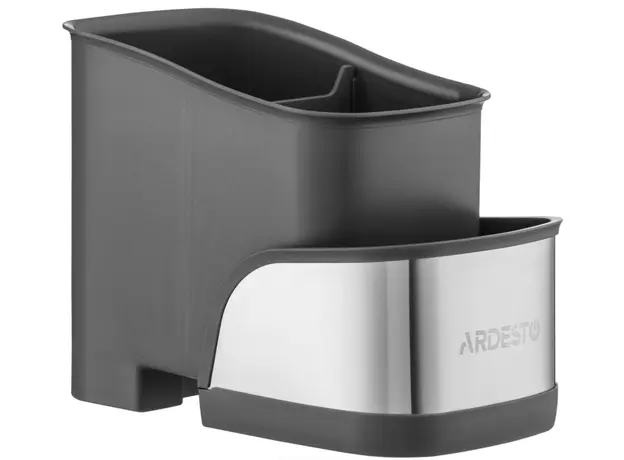 Brush organizer Ardesto Minimalism, 15x10x13.5cm, plastic, stainless steel, grey, 4 image