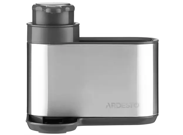Soap dispenser Ardesto Detergent organizer Minimalism, 8x12.7x16cm, plastic, stainless steel, grey, 3 image
