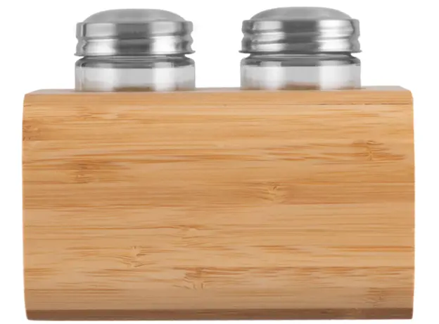 Samari and Sapilpili ARDESTO Salt and pepper set Midori, 3 pcs, 80ml, 13.5x11x11cm, bamboo, stainless steel, glass, plastic, 2 image
