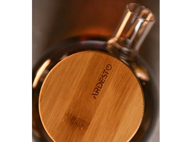 Ardesto Teapot Gemini 1000ml, borosilicate glass, bamboo, transparent, 3 image