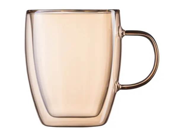 Ardesto Doublewall mug set with handles Golden Moon, 270ml, 2pcs, borosilicate glass, golden, 2 image