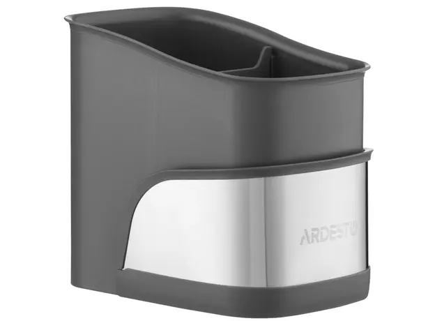 Brush organizer Ardesto Minimalism, 15x10x13.5cm, plastic, stainless steel, grey