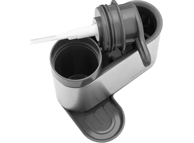 Soap dispenser Ardesto Detergent organizer Minimalism, 8x12.7x16cm, plastic, stainless steel, grey, 5 image