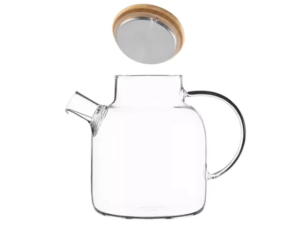 Teapot Ardesto Gemini 1500ml, borosilicate glass, bamboo, transparent, 2 image