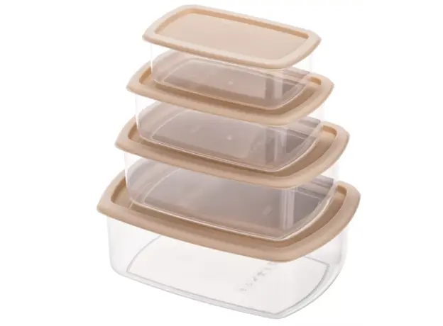 ARDESTO Set of food storage containers Fresh 0.25/0.5/0.75/1.2l, plastic, rectangular, beige, 2 image