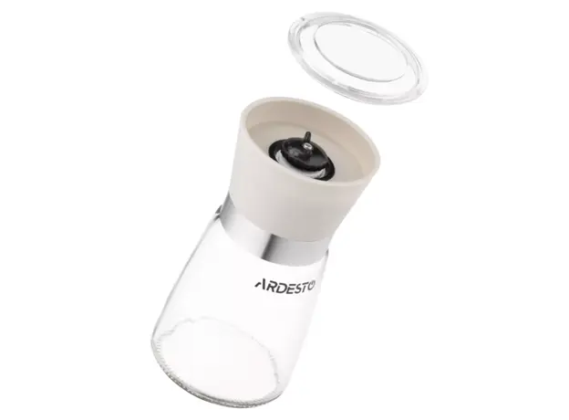 Ardesto Salt and Pepper Mill Gemini, 180ml, glass, plastic, transparent, beige, 2 image