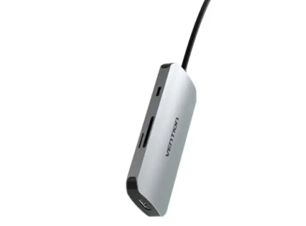 Dock Station Vention TOJHB 7-in-1 USB-C 4K/30Hz Docking Station 5Gbps 100W PD 0.15m Gray Aluminum, 2 image