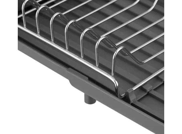 Dish dryer ARDESTO with stand Minimalism 46.5x19.5x9.5cm, plastic, chrome plated iron, steel, dark grey 767637184304, 4 image