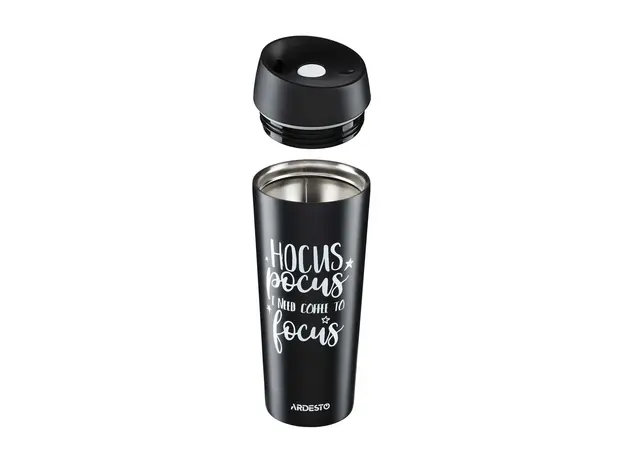 Thermos ARDESTO Travel mug Coffee time Hocus 450 ml, black, s / s, 2 image