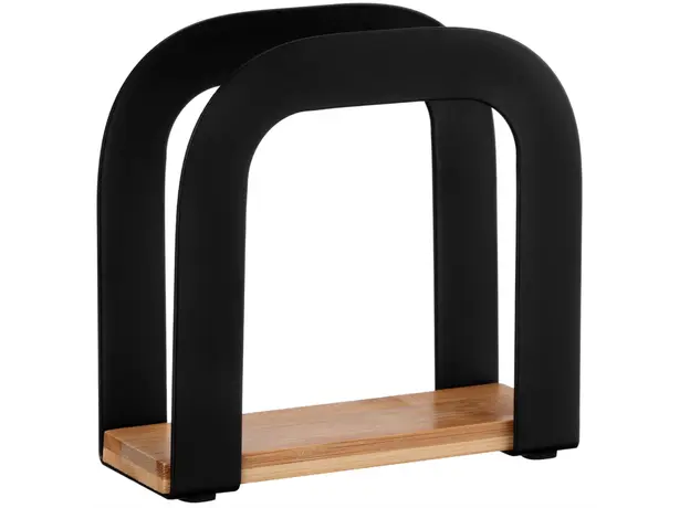 Ardesto Midori Napkin holder 12х4.5х12cm, metal, bamboo, black
