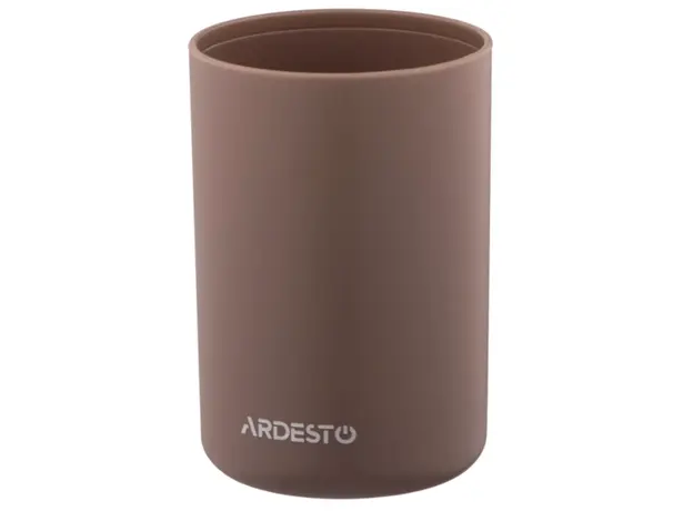Soap dispenser ARDESTO Bathroom set Minimalism 360ml, 3 items, polypropylene, bamboo, taupe 767637180719, 2 image