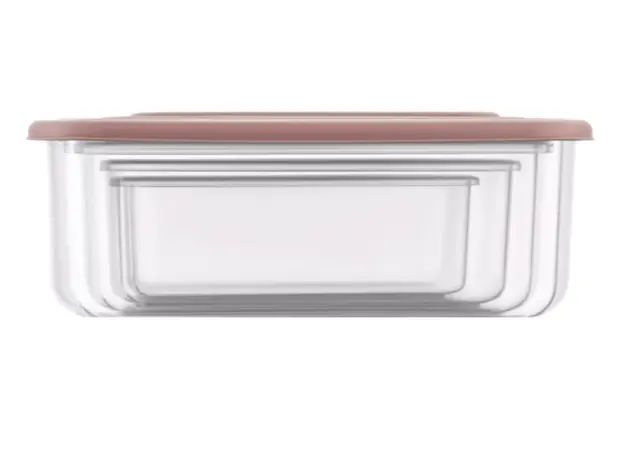 Set of food storage containers ARDESTO Fresh 0.25/0.5/0.75/1.2l, plastic, rectangular, pink, 3 image