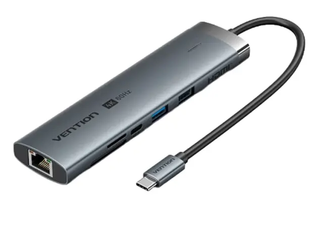 Dock Station Vention TGVHB 9-in-1 USB-C 4K/60Hz Docking Station 5Gbps 100W PD 0.15m Gray Aluminum