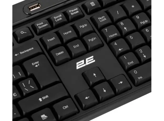 Keyboard 2E Membrane Keyboard KS1100 104key, 2xUSB HUB, USB-A, EN/UK, black, 3 image