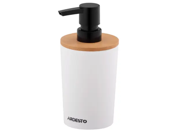 Ardesto Soap Dispenser Minimalism 380ml, polypropylene, bamboo, white