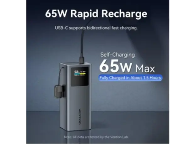 Vention FKCH0 20,000mAh Power Bank 100W Gray, 4 image