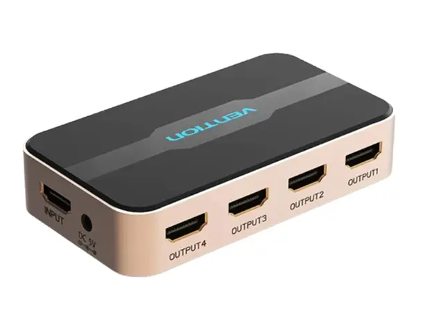 Splitter Vention ACCG0-EU 4K/30Hz 1 In 4 Out HDMI Splitter Gold Aluminum