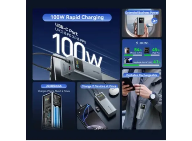 Vention FKCH0 20,000mAh Power Bank 100W Gray, 8 image