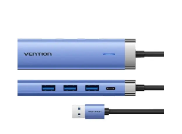 USB hub Vention TGFSB 5-in-1 USB 3.0 Hub 0.15m Blue Aluminum, 2 image