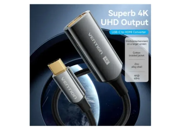Adapter Vention CREBC 4K/60Hz USB Type-C to HDMI Converter 0.25m Black, 2 image