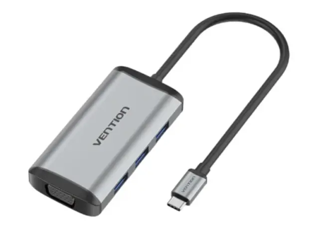 Docking Station Vention TGSHB 6-in-1 USB-C 4K/30Hz Docking Station 5Gbps 0.15m Gray Aluminum