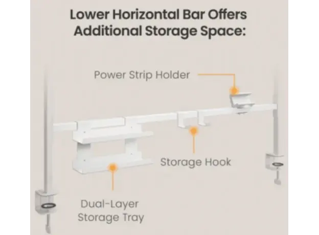 Vertex VX-PBMA-04B Clamp-On Multi-Purpose Pegboard Organizer Shelf 17"-32" Black, 4 image
