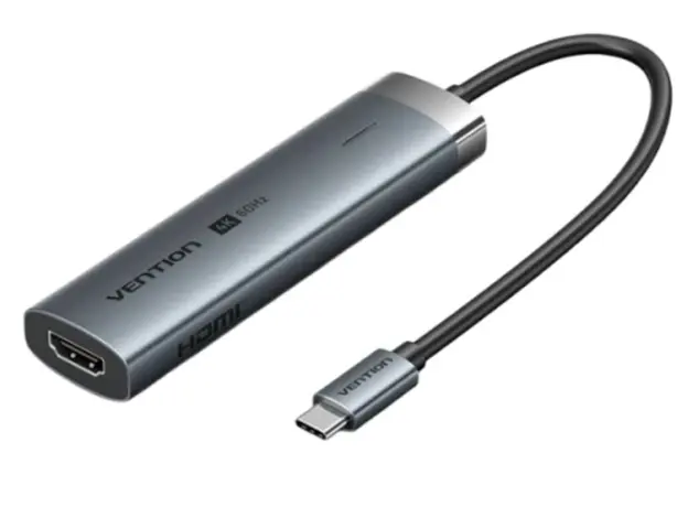Docking Station Vention TGNHB 6-in-1 USB-C 4K/60Hz Docking Station 5Gbps 100W PD 0.15m Gray Aluminum