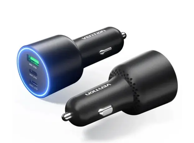 Charger Vention FFPB0 2xUSB-C/USB-A (100W+65W+30W) Car Charger Black