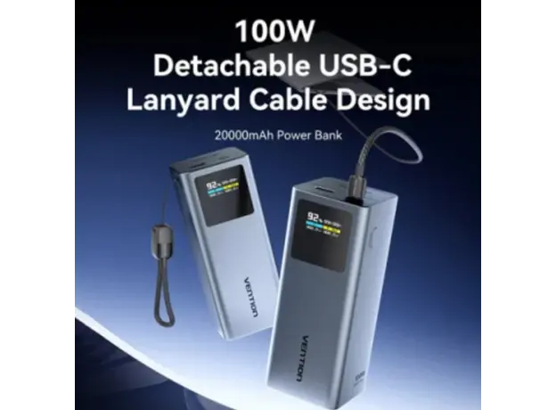 Vention FKCH0 20,000mAh Power Bank 100W Gray, 2 image