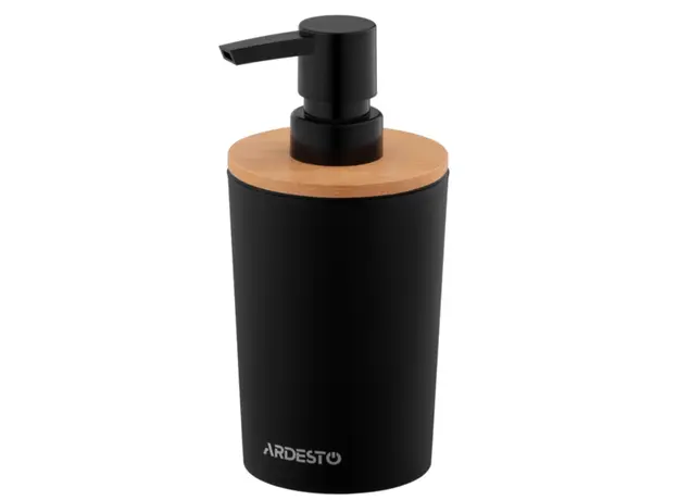 Soap dispenser Ardesto Soap dispenser Minimalism 380ml, polypropylene, bamboo, black, 2 image