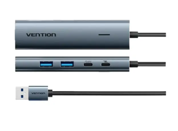 USB Hub Vention TGXHB 5-in-1 USB 3.0 Hub 0.15m Gray Aluminum, 2 image